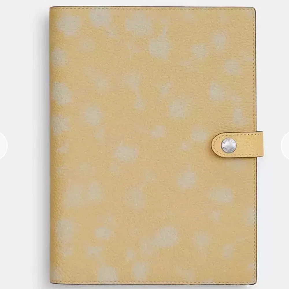 Coach Notebook with Floral Print - Washed Yellow / Silver